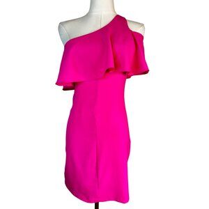 2/$30 Dear Moon Hot Pink One-Shoulder Ruffle Mini Dress